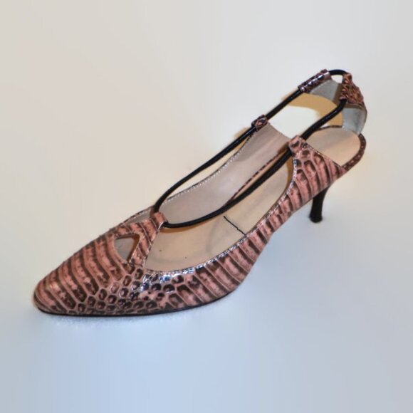 Elizabeth and James Pink Croc-Embossed Heels - Picture 6 of 6